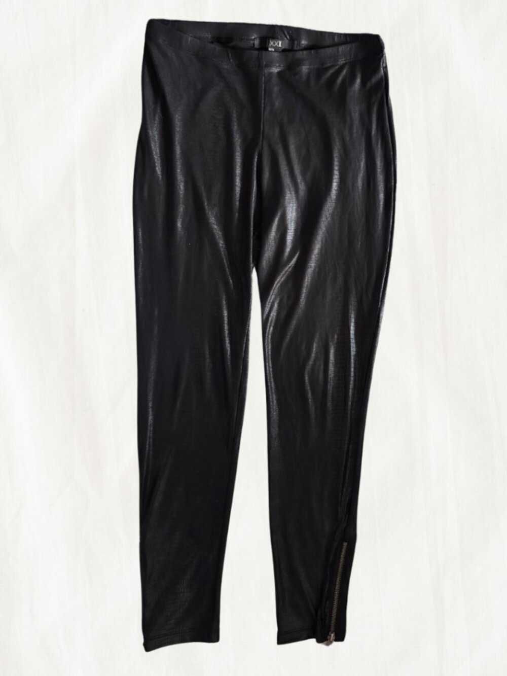 XXI Black Leggings with Zipper Detail